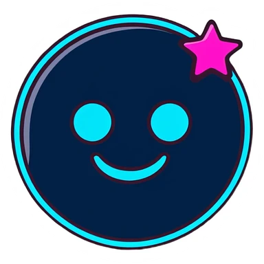 neon blue and pink glowing emoji sticker