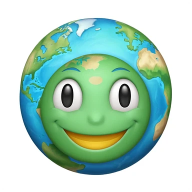 Earth with a smiley face sticker