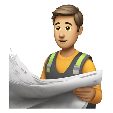 man with small hair looking at financial papers inside construction site sticker
