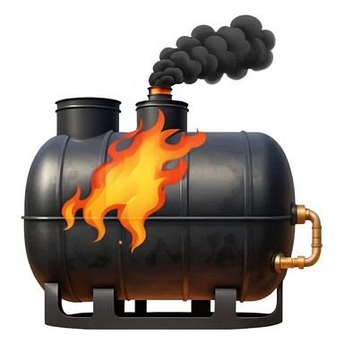 burning oil tank sticker