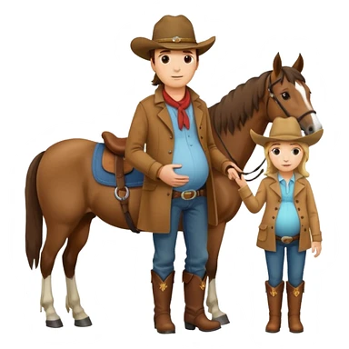 pregnant man  near horse sticker