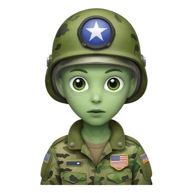 alien, wearing america soldier custome, half body sticker