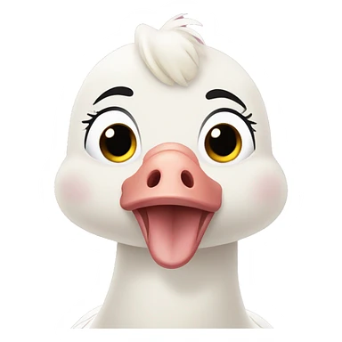 Goose silly face pink bow pigtails wink sticker