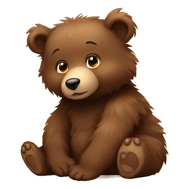 Baby bear brown fluffy sticker