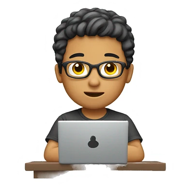 a boy who use a  computer sticker