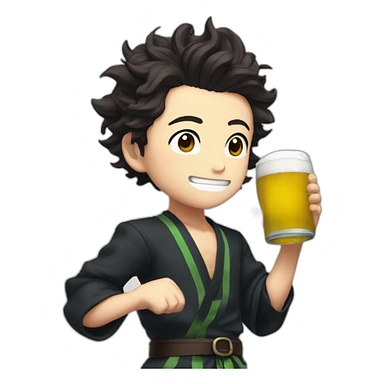 Tanjiro drink beer sticker