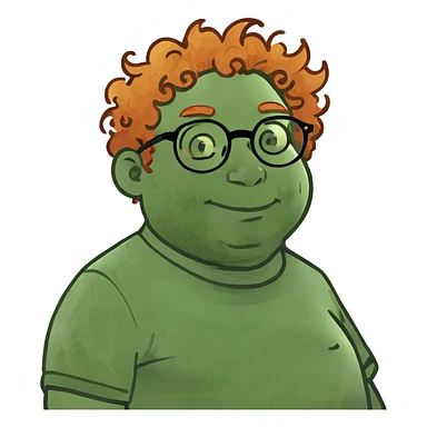 Ginger with curly hair and chibby face sticker