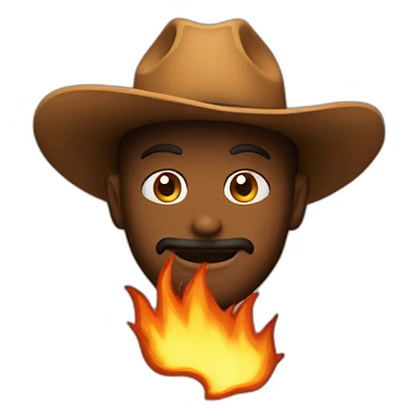 cowboy with a hat made out of fire sticker