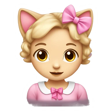 Cute Cat Girl with Pink Bow sticker