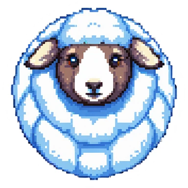 adorable round sheep with fluffy wool sticker