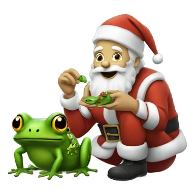 Santa eating a frog sticker