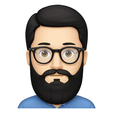 hombre con cabello negro largo barba y lentes sticker