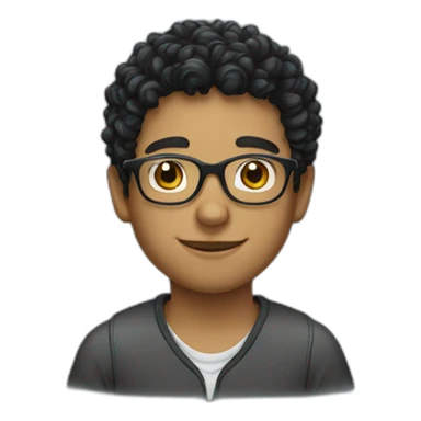 a boy with curly black hair and glasses sticker