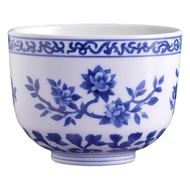 traditional Chinese tea cup with blue and white porcelain design without handle sticker