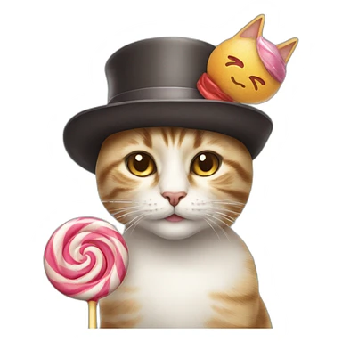 Cat with hat and lollipop  sticker