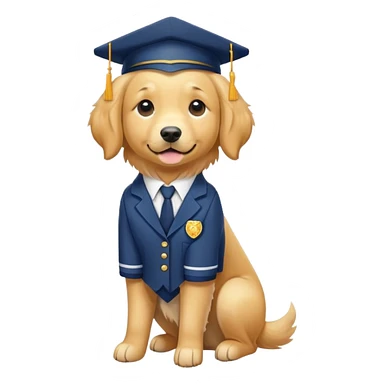 Golden retriever wearing school  sticker