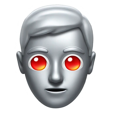 A silver human head with red laser beam coming out of eyes  sticker