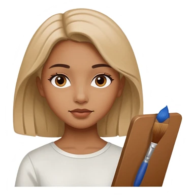 the white artist stands with his back to the painting, painting a portrait of girl sticker