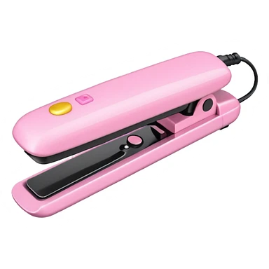 A baby pink  Hair straightener in iOS emoji style, 3D icon, plastic texture, soft reflection, minimalist design. sticker