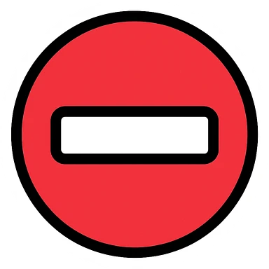 modern style stop icon, red circle with white horizontal stripe, no text sticker