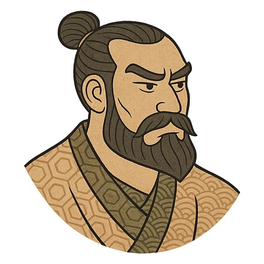 A thick, angular beard and mustache, ukiyo-e style, suitable for Twitch users. sticker
