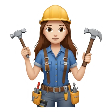 beautiful girl with long brown hair renovating her apartment sticker