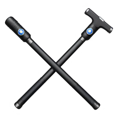 two police batons with handles forming an L sticker