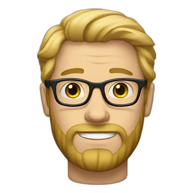 Long-faced white guy with glasses, blonde hair and beard sticker