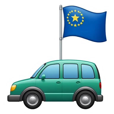 bandera mitad superior, azul y mitad inferior verde con una rueda de carruaje roja en el centro sticker