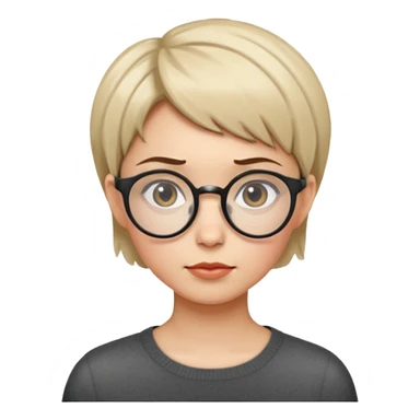 female short hair and round glasses sticker