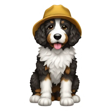 Bernedoodle dressed as hiker sticker