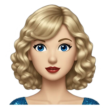 Taylor Swift in a glittery blue dress and butyfull eyes sticker