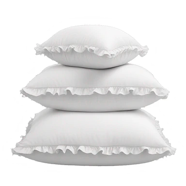 2 white pillows with ruffles sticker