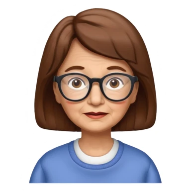 grandma, brown hair,glasses sticker