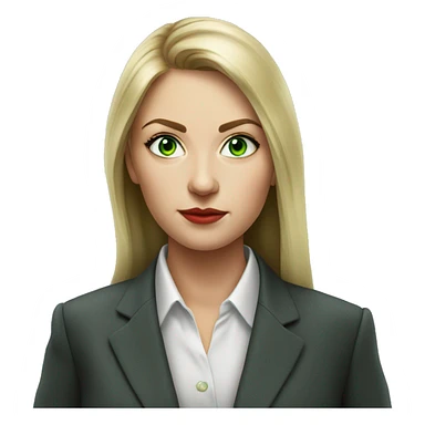 Russian woman with green eyes full length in suit photorealistic serious sticker