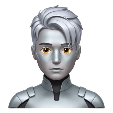 futuristic man with long metalic hair sticker