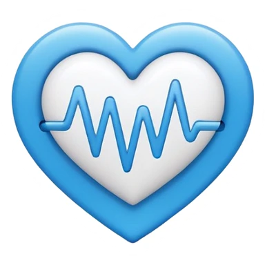 Minimal medical AI logo, heart + signal wave, flat emoji style, clean, modern, blue and white sticker