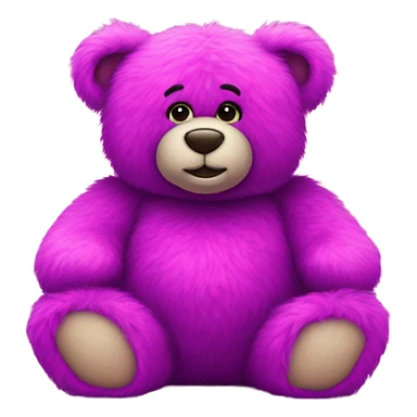 Realistic isolated big really fluffy hot pink and royal purple fuzzy full length Valentines Day stuffed Teddy Bear. sticker