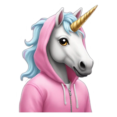 An unicorn in a pink hoodie  sticker