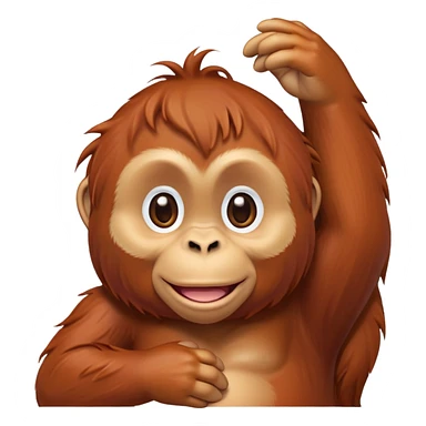 cinematic-realistic-orangutan-baby-portrait-emoji,-head-tilted-playfully-and-inquisitively,-with-a-gentle,-expressive-face-accented-by-soft,-flowing-fur-and-round,-sparkling-eyes-brimming-with-warmth,-simplified-yet-irresistibly-adorable-feature sticker
