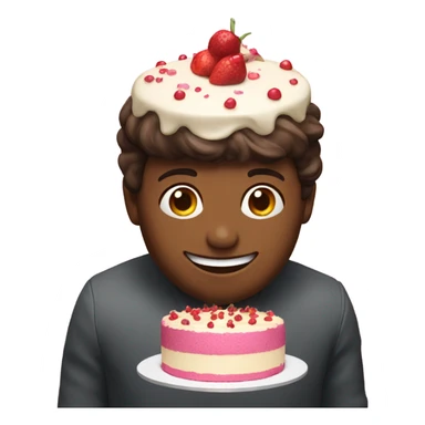 person with a cake as a head sticker