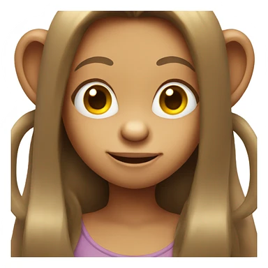 Girl Monkey with long brown hair sticker
