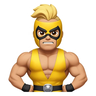 El Primo character from Brawl Stars, a muscular wrestler with a luchador mask and yellow and black outfit sticker