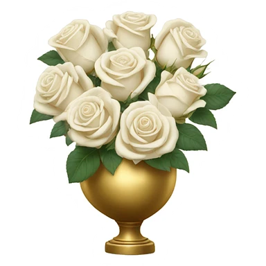 white roses in a golden vase sticker