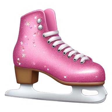Pink glitter ice skates with hearts and flowers  sticker