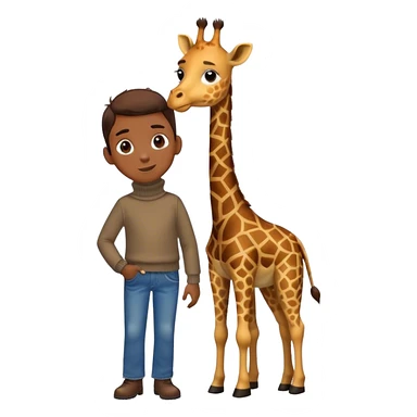Boy giraffe with turtleneck and jeans sticker