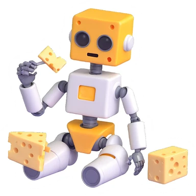 robot eating cheese sticker