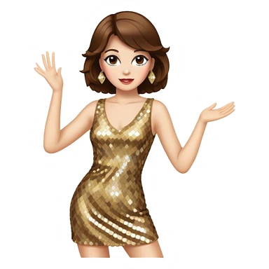 woman with white skin and brown hair disco dancing classic disco pose sticker