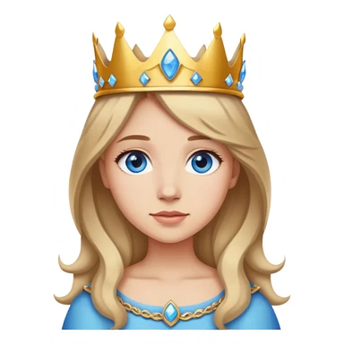 Girl with dark blonde hair blue eyes and light skin wearing a crown and being cute sticker