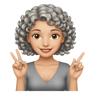 silver, short, wavy-haired with curls, smiling pretty lady, index and middle fingers crossed sticker
